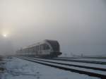 Etwas zu dicht war der Nebel am Morgen des 22.02.2012 hier im Bahnhof St.