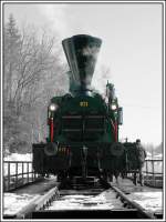 Nach der Ankunft in Wies-Eibiswald mit dem Sonderzug R 8515 am 5.2.2006 wurde 671 der GKB (Bj 1860) auf der Drehscheibe gedreht.