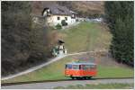 Der ehemalige GKB Triebwagen VT 10.02 (heute im Besitz der steirischen Eisenbahnfreunde) bei einer Sonderfahrt anlässlich der Pensionierung von zwei Kollegen am 19.3.2016 als Spz 8448 kurz vor