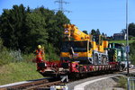 130 Tonnen Pakt der Autokran wenn Bedarf besteht ,... 
 Für leichtere Lasten hat er in den letzten Tagen seine Arbeit auf dem ehemaligen Rola-Wagen aufgenommen. 26.August 2016 in der Anschlussbahn Leibenfeld.