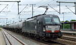 LTE Logistik- und Transport- GmbH, Graz [A] mit der MRCE Vectron  X4 E - 621  [NVR-Nummer: 91 80 6193 621-0 D-DISPO] und Kesselwagenzug am 22.06.21 Durchfahrt Bf.