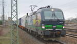 LTE Logistik und Transport GmbH mit der ELL Vectron   193 263  [NVR-Number: 91 80 6193 263-1 D-ELOC] mit Containerzug ab Polen Richtung Rotterdam am 28.03.19 Bf. Flughafen Berlin-Schönefeld.