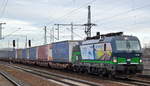 LTE Logistik- und Transport GmbH, Graz [A] mit der ELL Vectron  193 263  [NVR-Nummer: 91 80 6193 263-1 D-ELOC] und Taschwagenzug aus Poznan (Polen) Richtung Rotterdam am 15.01.20 Bf.