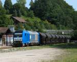 2016 904-1 der LTE bei der Durchfahrt in Burgkirchen am 20.7.07