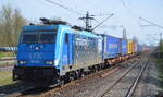 LTE Logistik- und Transport GmbH, Graz [A] mit  186 942  [NVR-Nummer: 91 80 6186 942-9 D-LTE] und KLV-Zug Richtung Rotterdam  am 12.04.22 Durchfahrt Bf.