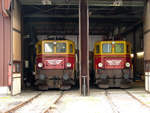 Das war noch Zeiten: die beiden 1045er (1045.01 und 1045.03) der Montafonerbahn im Heizhaus in Schruns.