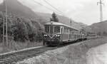 Zug der Montafonerbahn von Schruns nach Bludenz nahe km 1.5 bei Bludenz am 02.08.1977.