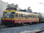 Montafonerbahn - Triebwagen ET 10.109 neben dem SBB Depot in Buchs /SG am 13.04.2008