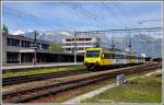 R5715 nach Feldkirch wird mit dem ET 10.121 der Montafonerbahn gefahren. Buchs SG. (29.04.2015)