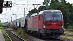 ÖBB-Produktion GmbH, Wien [A] mit ihrer Vectron  1293 010  [NVR-Nummer: 91 81 1293 010-5 A-OBB] und einem Getreidezug am 19.07.23 Höhe Bahnhof Magdeburg-Neustadt.