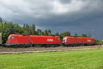 1116 161-1 & 151-2 ziehen einen Güterzug in Richtung Österreichische Grenze.
