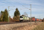 Die mit Werbung von  ÖBB Green Points  ausgestattete 1016 023-4 konnte am 25.02.17 mit einem Containerzug in Richtung München in Eglharting fotografiert werden.