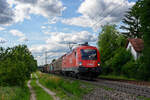 1016 045 ÖBB mit einem gemischten Güterzug bei Postbauer-Heng Richtung Regensburg, 03.07.2020