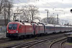 ÖBB 1116 079 mit Railjet 1116 156 und dem Nightjet in Eystrup 24.2.2024