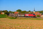 1293 037 ÖBB mit einem Autoteilezug bei Gnötzheim Richtung Ansbach, 09.10.2021