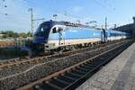 Die �BB 1216 236 bef�rdert im Auftrag der ČD den morgendlichen Railjet nach Graz, hier fotografiert im September 2026 um 07.50 Uhr in Dresden-Neustadt