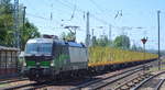 SETG - Salzburger Eisenbahn Transport Logistik GmbH mit ELL Vectron   193 721  [NVR-Nummer: 91 80 6193 721-8 D-ELOC] und Güterzug für Stammholztransporte (leer) Richtung Franfurt/Oder am