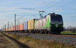193 831 alias Christian Doppler der SETG führte am 08.12.16 einen Containerzug durch Braschwitz Richtung Magdeburg.