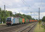 SETG 6193 114 mit Containerwagen Richtung Braunschweig, am 04.08.2023 in Niederndodeleben.