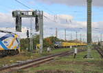 SETG 194 218 mit einem leerern Holztransportzug Richtung Halle (S), am 19.10.2026 in Magdeburg-Neustadt.