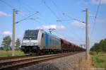 185 686-3 Railpool GmbH fr SETG - Salzburger Eisenbahn TransportLogistik GmbH mit einem Tads Ganzzug bei Nennhausen und fuhr in Richtung Rathenow weiter. 06.07.2012