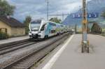 Stadler Dosto  KISS  BR 4010 001-3 fr die WESTbahn GmbH  bei Testfahrten zwischen Sargans und Landquart.Hier bei der Einfahrt in Landquart.09.08.11