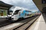 Stadler Dosto  KISS  BR 4010 001-3 fr die WESTbahn GmbH bei Testfahrten zwischen Sargans und Landquart.Am Vormittag war noch eine Re4/4( Angstlok ?)   am Zug.Landquart 09.08.11