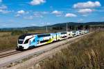 westbahn 921 ist von Salzburg nach Wien West unterwegs. Tullnerfeld, am 17.08.2014.