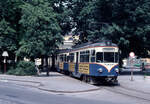 Baden WLB-Zug Josefsplatz am 13. juli 1975. - Scan eines Diapositivs. Kamera: Minolta SRT-101.