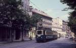 Wien WLB Lokalbahnzug nach Baden Wiedner Hauptstrasse / Waaggasse am 16. Juli 1974.