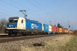 187 326-4 mit einem Container-Zug am 4.3.26 bei Eglharting.
