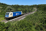 187 326 WLC mit leeren Wagen. Ein paar Container gab auch noch, die sind aber noch im Eßlinger Tunnel im Altmühltal am 4 Juli 2026.