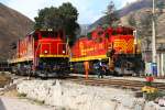 Umsteigen in Matucana : die Mannschaft wechselt von FCCA #1009 (GE C30-7M) auf FCCA 1015 (GE C39-8) fr die Rangierarbeiten und die Weiterfahrt nach Lima - 12/09/2011