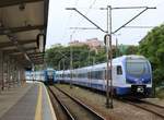 16.7.17 Stettin Hbf. ED160 001 / 150 053 abgestellt. Im Hintergrund EN57AL 1574