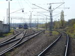Aufgenommen von einem Überweg,am 20.April 2019,der Abstellbahnhof,für Reisezüge,in Szczecin Port Centralny.