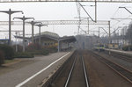 Blick aus dem  abfahrenden EC nach Warschau auf den Bahnhof Zbaszynek.