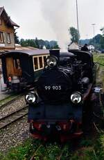 Bahnhof Ochsenhausen: Museumsdampflok aus polnischer Produktion (PKP Baureihe PX 48), sie war früher in Polen eingesetzt, ihre Nummer ist aber eine vom Museumsbahnverein  Öchsle  frei