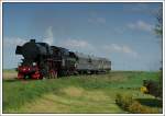 Ty2-911 aus dem BW Chabwka bespannte anlsslich der Dampflokparade in Wolsztyn am 3.5.2008 einen Sonderzug nach Leszno und wieder retour nach Wolsztyn. Die Aufnahme zeigt den Zug auf dem Weg nach Leszno ca. 3 Kilometer vom Bahnhof Wolsztyn entfernt.
