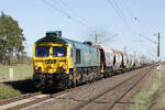 Freightliner 3 650 006 (66007) mit Cerealien bei Griebo (KBS 216), 08.04.2026 (Aufnahme vom Bahnsteig aus)