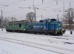 ST 43-278 und SM42-297 am 16.01.10 im DB Bahnhof Guben