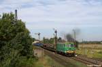 ST43-198 mit leeren Autowagen nach CZ und Schotterwagen nach Sulikow in Jerzmanki am 29.09.2012