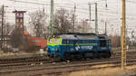 Bahnhof Guben am 15. Februar 2018. Die Trommel ST44-1205 kam vor einigen Minuten mit einem Kesselzug an. Der Fotograf war dafür aber leider zuspät.