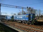 SM48-108 und noch eine hinter in neuer Farbgebung PKP Cargo fahren zusammen durch Bydgoszcz.23.12.2008.