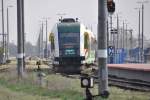 KOSTRZYN nad Odrą (Woiwodschaft Lebus), 26.04.2013, SA133-003 als Regionalzug in Richtung Krzyż bei der Ausfahrt