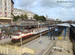 Blick von der Fugngerbrcke in Stettin Hbf (Szczecin Glowny) nach Norden.