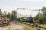 E-lok EP09-037der PKP Intercity mitEC 104 SOBIESKI von Wien Meidling nach Warschau am 01.05.2014 in Kobiór.