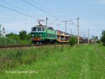 E-loks ET22-715 mit Autozug(LANCIA und Fiat)in Tychy.