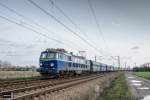 ET22-728 der PKP Cargo mit einem Kohlenganzzug in Tychy(Tichau)am 07.04.2015.