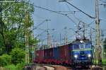 EU07 1526 mit ihrem tglichem Containerzug Richtung Sden bei der durchfahrt in Katowice-Ligota. (30.04.2014)