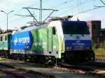 PKP-Cargo hat neue farbenfroh lackierte Loks des Typs TRAXX-F140-MS von Bombardier.
Hier als erste dieser Reihe die EU43-001, die von Bombardier 2007 unter der Fabriknummer 34305 gebaut wurde. 
Erstaunlich ist bei dieser neuen Lok die EDV-UIc Nummer 91 51 627 0000-8. Nicht nur, dass die Baureihenbezeichnung gar keinen Bezug zu EU43 hat, nein vielmehr ndert sich auch noch die laufende Nummer der ersten Lok in der Reihe von 001 in 000.
27.09.2008  Rzepin (Reppen)